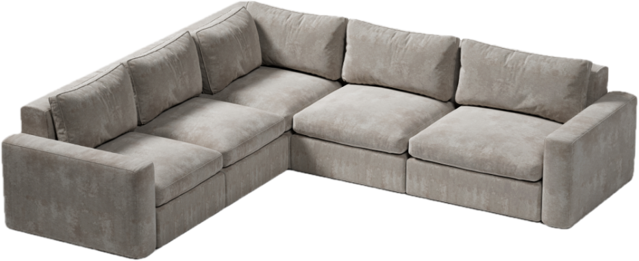 duży narożnik do salonu z miękkimi poduchami