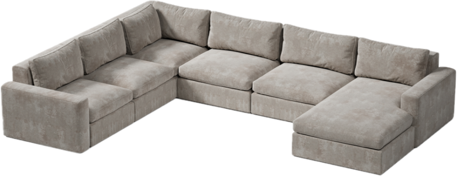 nowoczesny narożnik U z asymetrycznym układem boków