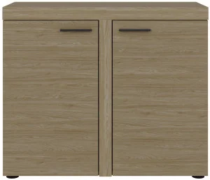 Kompaktowa komoda do salonu z szafkami RUMBA 97 cm, dąb olejowany
