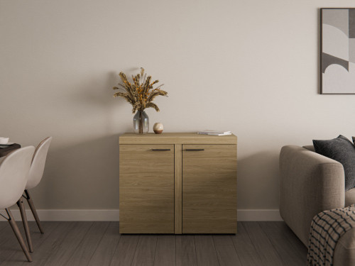 Kompaktowa komoda do salonu z szafkami RUMBA 97 cm, dąb olejowany | Komody z drzwiami Desire Furniture