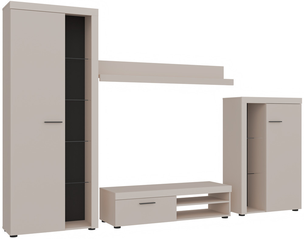 Nowoczesny zestaw mebli do salonu RUMBA, beż piaskowy | Meblościanki Desire Furniture