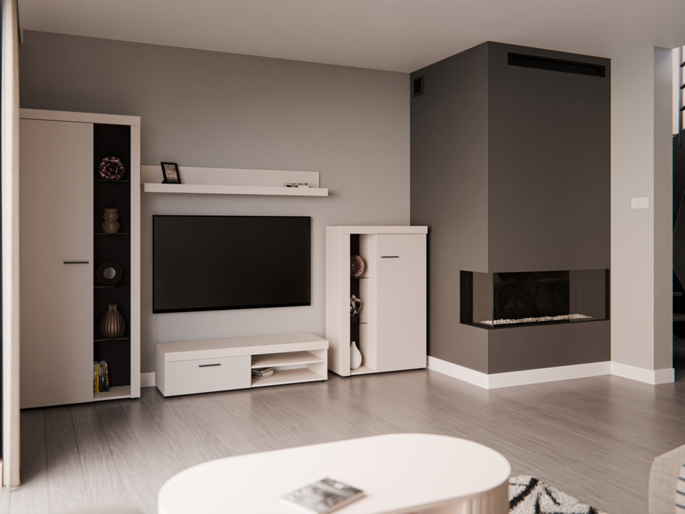 Nowoczesny zestaw mebli do salonu RUMBA, beż piaskowy | Meblościanki Desire Furniture