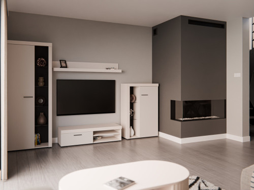 Nowoczesny zestaw mebli do salonu RUMBA, beż piaskowy | Meblościanki Desire Furniture