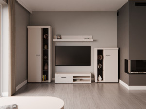 Nowoczesny zestaw mebli do salonu RUMBA, beż piaskowy | Meblościanki Desire Furniture