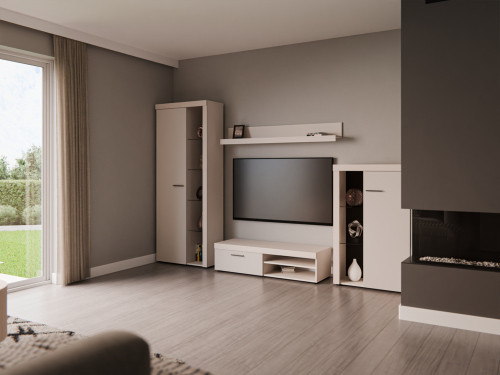 Nowoczesny zestaw mebli do salonu RUMBA, beż piaskowy | Meblościanki Desire Furniture