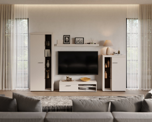 Nowoczesny zestaw mebli do salonu RUMBA, beż piaskowy | Meblościanki Desire Furniture
