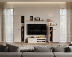 Nowoczesny zestaw mebli do salonu RUMBA, beż piaskowy | Meblościanki Desire Furniture
