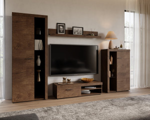 Nowoczesny zestaw mebli do salonu RUMBA, dąb lefkas | Meblościanki Desire Furniture