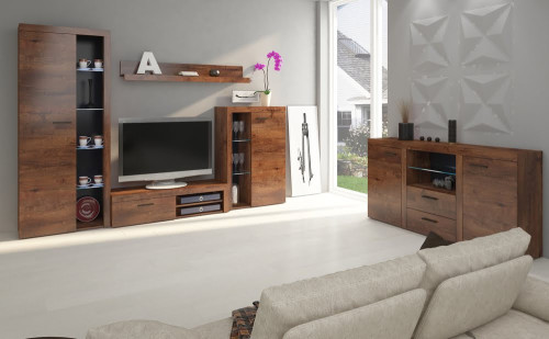 Nowoczesny zestaw mebli do salonu RUMBA, dąb lefkas | Meblościanki Desire Furniture