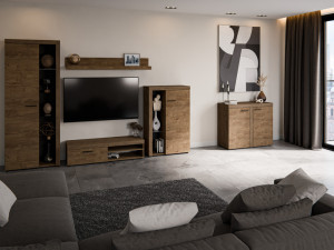 Nowoczesny zestaw mebli do salonu RUMBA, dąb lefkas | Meblościanki Desire Furniture