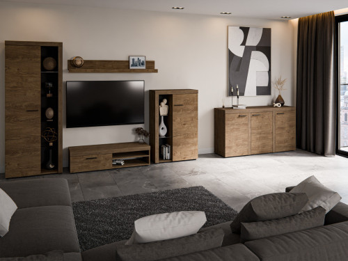 Nowoczesny zestaw mebli do salonu RUMBA, dąb lefkas | Meblościanki Desire Furniture