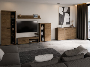 Nowoczesny zestaw mebli do salonu RUMBA, dąb lefkas | Meblościanki Desire Furniture