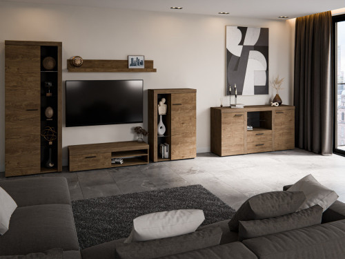 Nowoczesny zestaw mebli do salonu RUMBA, dąb lefkas | Meblościanki Desire Furniture