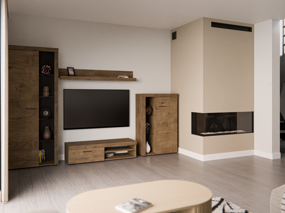 Nowoczesny zestaw mebli do salonu RUMBA, dąb lefkas | Meblościanki Desire Furniture