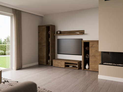 Nowoczesny zestaw mebli do salonu RUMBA, dąb lefkas | Meblościanki Desire Furniture
