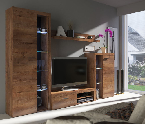 Nowoczesny zestaw mebli do salonu RUMBA, dąb lefkas | Meblościanki Desire Furniture