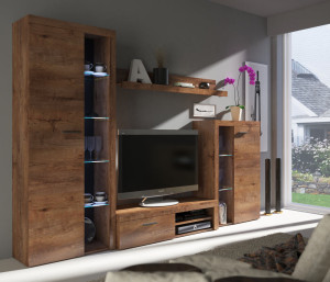Nowoczesny zestaw mebli do salonu RUMBA, dąb lefkas | Meblościanki Desire Furniture