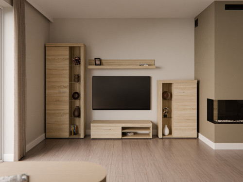 Nowoczesny zestaw mebli do salonu RUMBA, dąb sonoma | Meblościanki Desire Furniture