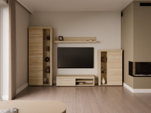Nowoczesny zestaw mebli do salonu RUMBA, dąb sonoma | Meblościanki Desire Furniture