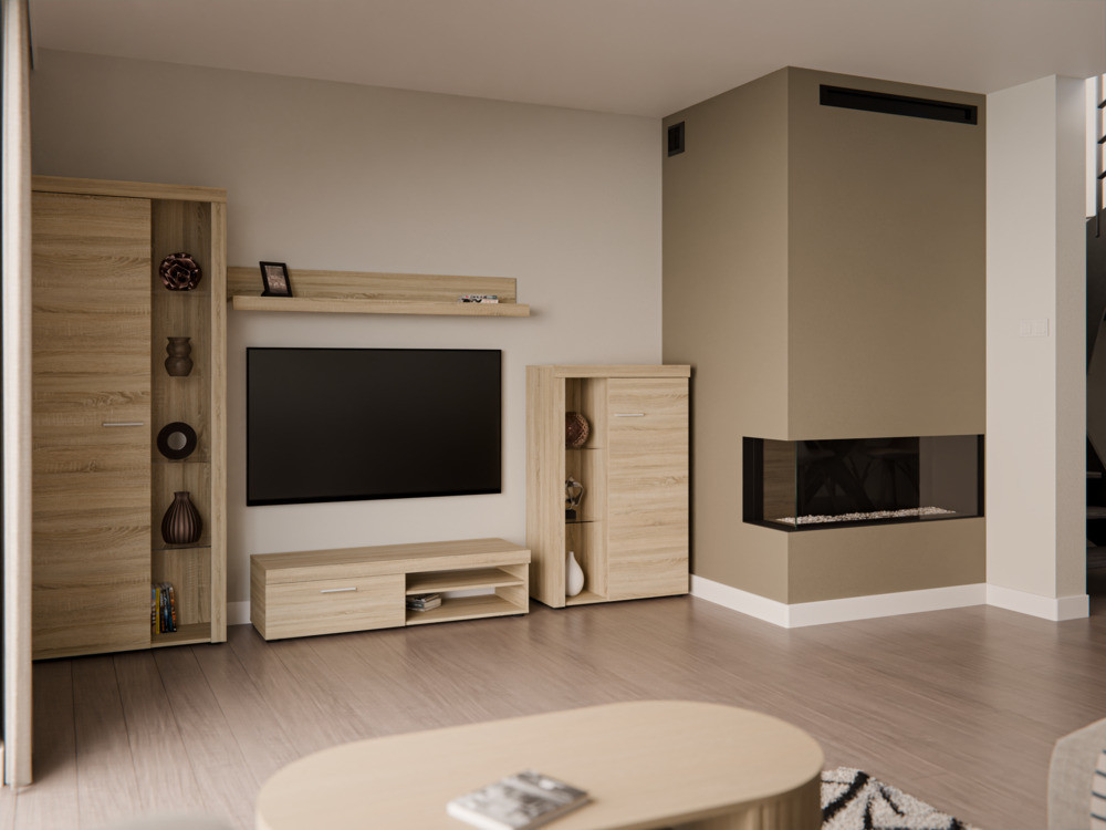 Nowoczesny zestaw mebli do salonu RUMBA, dąb sonoma | Meblościanki Desire Furniture Nowoczesny zestaw mebli do salonu RUMBA, dąb sonoma | Meblościanki Desire Furniture
