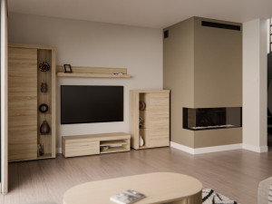 Nowoczesny zestaw mebli do salonu RUMBA, dąb sonoma | Meblościanki Desire Furniture