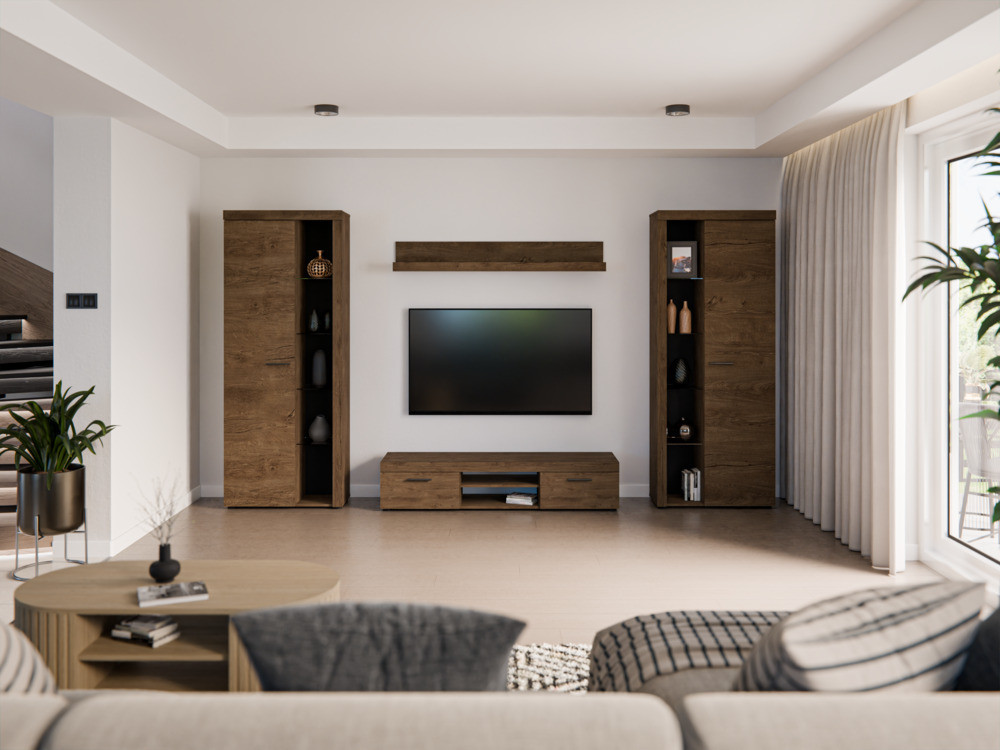 Nowoczesna meblościanka RUMBA XL, dąb lefkas | Meblościanki Desire Furniture