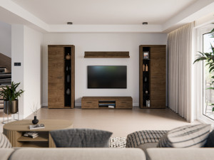 Nowoczesna meblościanka RUMBA XL, dąb lefkas | Meblościanki Desire Furniture