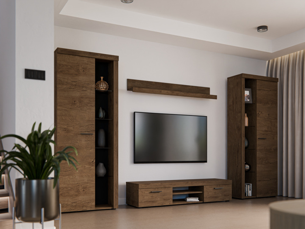 Nowoczesna meblościanka RUMBA XL, dąb lefkas | Meblościanki Desire Furniture