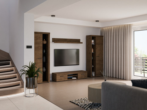 Nowoczesna meblościanka RUMBA XL, dąb lefkas | Meblościanki Desire Furniture