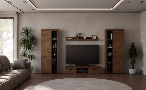 Nowoczesna meblościanka RUMBA XL, dąb lefkas | Meblościanki Desire Furniture