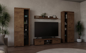 Nowoczesna meblościanka RUMBA XL, dąb lefkas | Meblościanki Desire Furniture