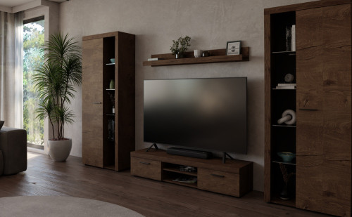 Nowoczesna meblościanka RUMBA XL, dąb lefkas | Meblościanki Desire Furniture