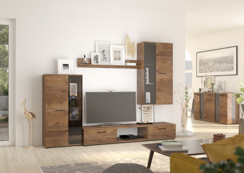 Nowoczesna komoda z przeszkleniem SALSA 140 cm, dąb lefkas | Komody nowoczesne Desire Furniture