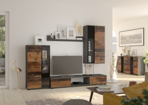 Nowoczesna komoda z przeszkleniem SALSA 140 cm, old style wood | Komody nowoczesne Desire Furniture