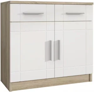 Kompaktowa komoda z szufladami i drzwiami PARIS 69 cm - biały/dąb sonoma
