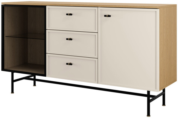 Komoda z przeszkleniem i szufladami na stelażu 150 cm ELORA