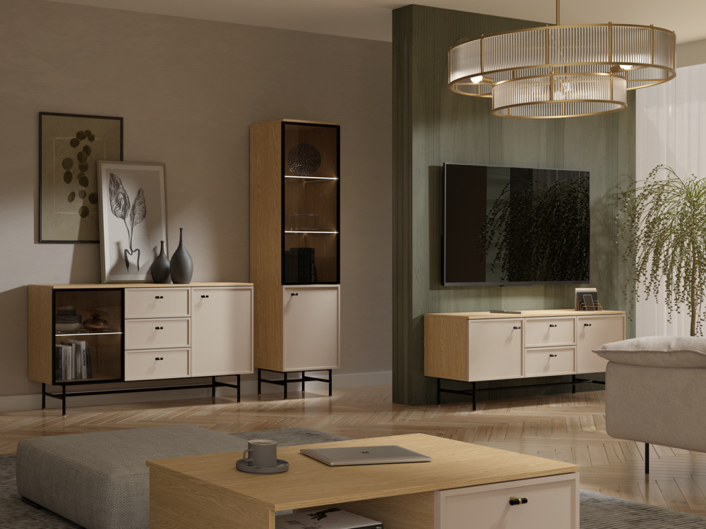 Nowoczesna szafka RTV z przeszkleniem ELORA