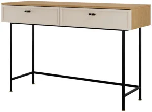 Toaletka z szufladami na stelażu 120 cm ELORA - dąb wiosenny/macadamia