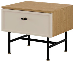 Stolik nocny z szufladą na stelażu 50 cm ELORA - dąb wiosenny/macadamia