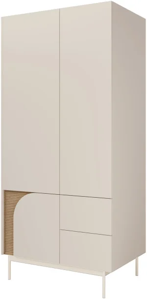 Dwudrzwiowa szafa z szufladami 92 cm CARMEN - macadamia/dąb wiosenny