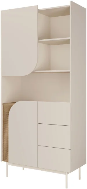 Nowoczesny wysoki regał z szufladami 195 cm CARMEN - macadamia/dąb wiosenny