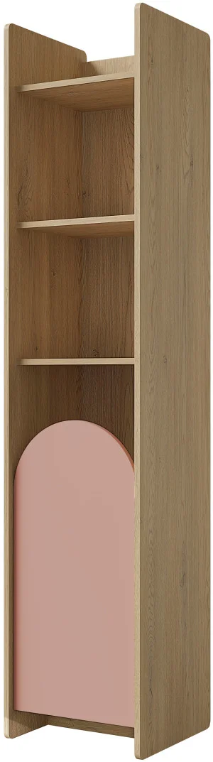 Regał do pokoju dziecięcego 198 cm LEXI L - dąb cremona/macadamia/pudrowy róż