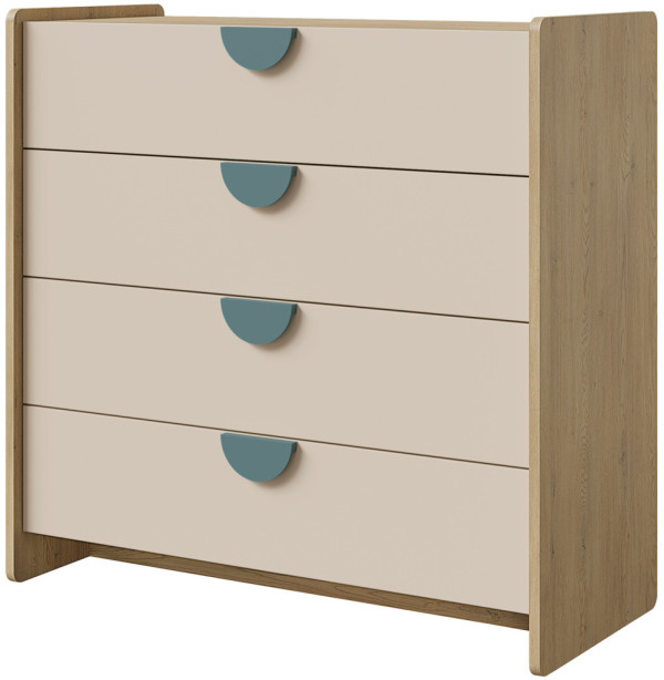 Komoda z szufladami do pokoju dziecięcego 93 cm LEXI - dąb cremona/macadamia/morski