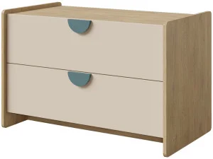 Szafka RTV z szufladami do pokoju dziecka 93 cm LEXI - dąb cremona/macadamia/morski