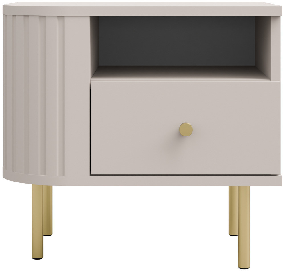 Stolik nocny do sypialni z szufladą 48 cm OVALIO - beż piaskowy | Szafki nocne z szufladami Desire Furniture Stolik nocny do sypialni z szufladą 48 cm OVALIO - beż piaskowy | Szafki nocne z szufladami Desire Furniture