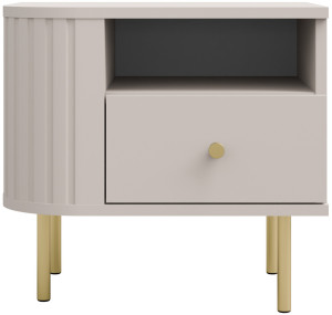 Stolik nocny do sypialni z szufladą 48 cm OVALIO - beż piaskowy | Szafki nocne z szufladami Desire Furniture