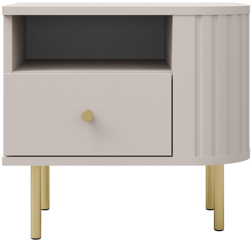 Stolik nocny do sypialni z szufladą 48 cm OVALIO - beż piaskowy | Szafki nocne z szufladami Desire Furniture Stolik nocny do sypialni z szufladą 48 cm OVALIO - beż piaskowy | Szafki nocne z szufladami Desire Furniture
