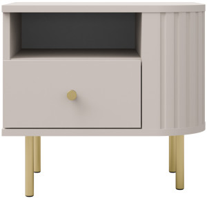 Stolik nocny do sypialni z szufladą 48 cm OVALIO - beż piaskowy | Szafki nocne z szufladami Desire Furniture