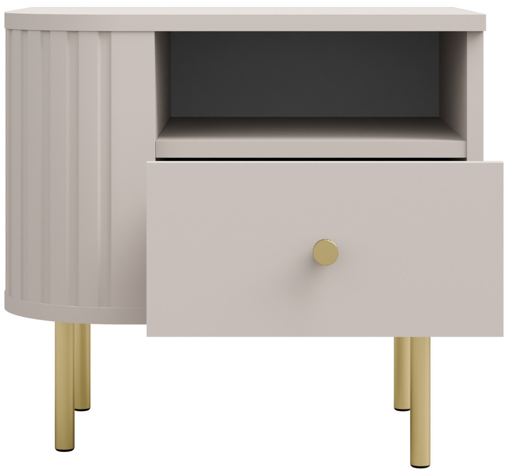 Stolik nocny do sypialni z szufladą 48 cm OVALIO - beż piaskowy | Szafki nocne z szufladami Desire Furniture Stolik nocny do sypialni z szufladą 48 cm OVALIO - beż piaskowy | Szafki nocne z szufladami Desire Furniture
