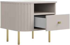 Stolik nocny do sypialni z szufladą 48 cm OVALIO - beż piaskowy | Szafki nocne z szufladami Desire Furniture